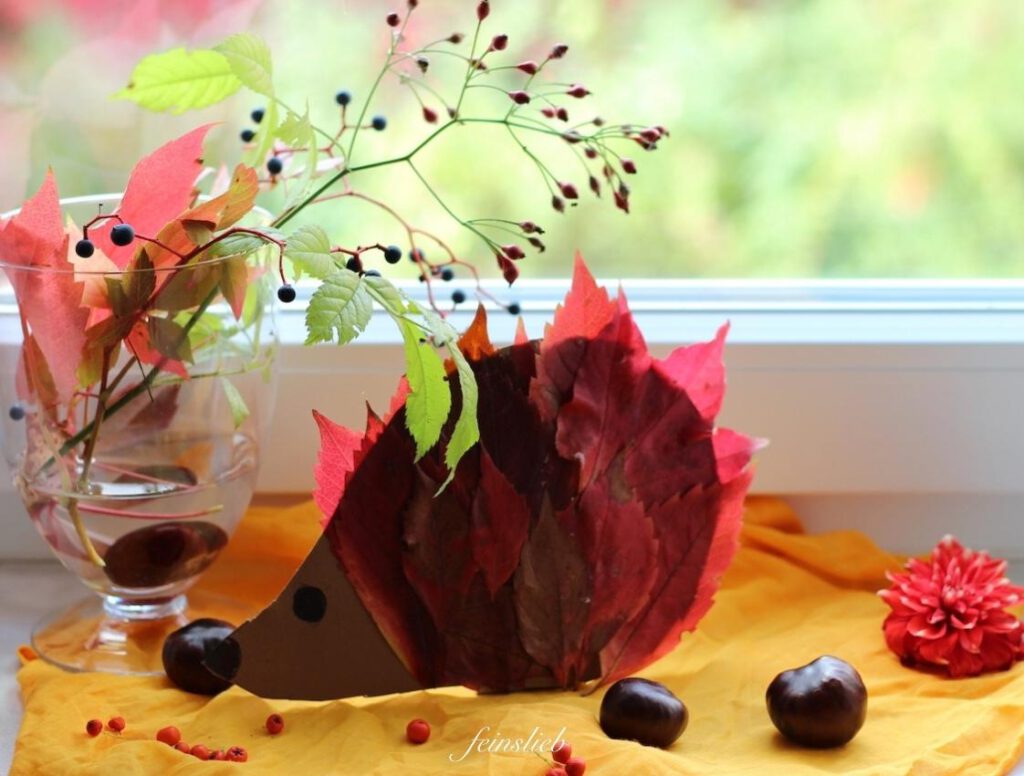 Bastelidee Oktober - Blätter-Igel